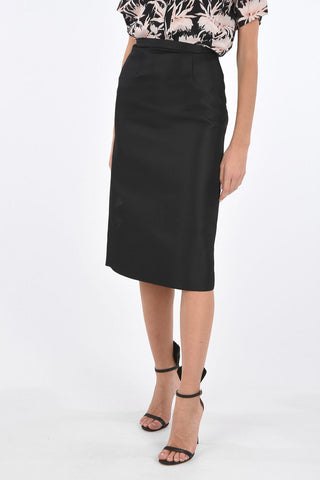 high-waist Under the Knee asymmetric  Skirt