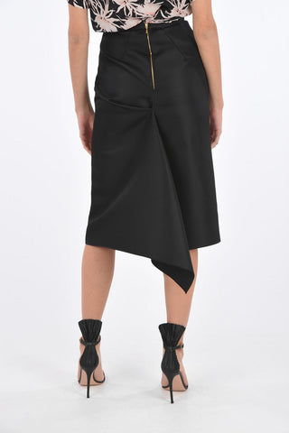 high-waist Under the Knee asymmetric  Skirt