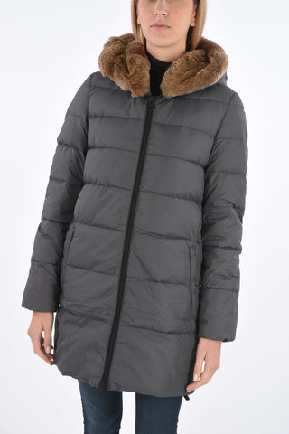 zip closure CARYSDUE down jacket with removable real fur