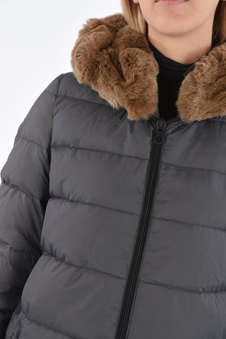 zip closure CARYSDUE down jacket with removable real fur