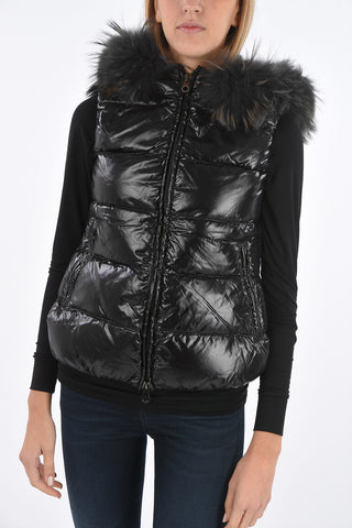 sleeveless GOCCIA down jacket with removable fur