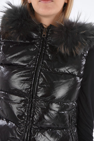 sleeveless GOCCIA down jacket with removable fur