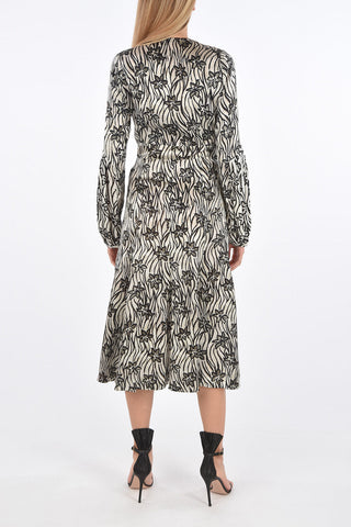 Flared Under the Knee Dress with Velvet Details