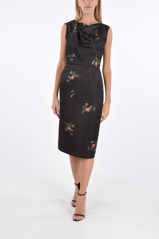 Roses printed bodycon Dress with zip closure