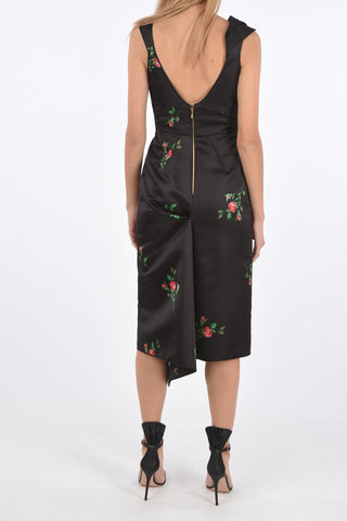 Roses printed bodycon Dress with zip closure