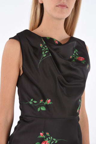 Roses printed bodycon Dress with zip closure