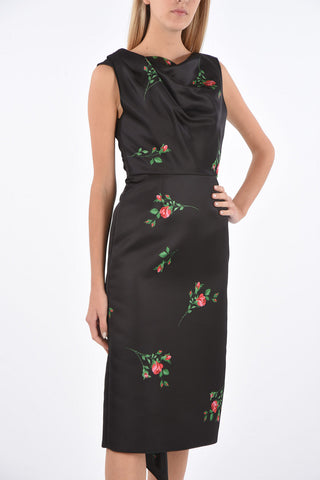 Roses printed bodycon Dress with zip closure