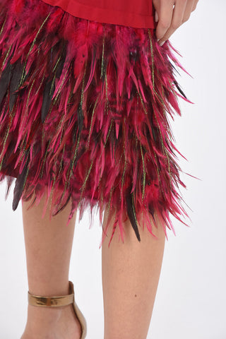 Under the Knee Skirt with Elastic Waistband and Feathered Lower Part