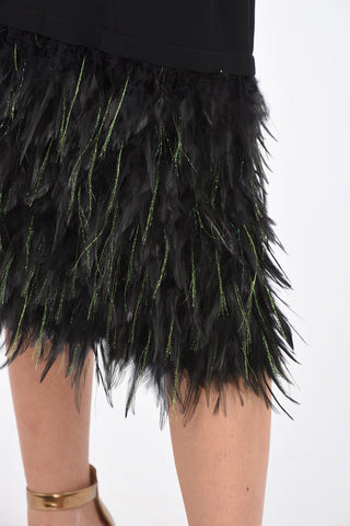 Under the Knee Skirt with Elastic Waistband and Feathered Lower Part