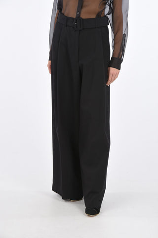 Single Pleated Palazzo Pants with Belt