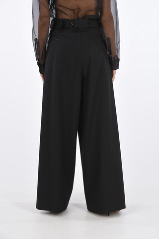 Single Pleated Palazzo Pants with Belt