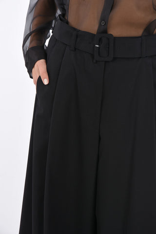 Single Pleated Palazzo Pants with Belt