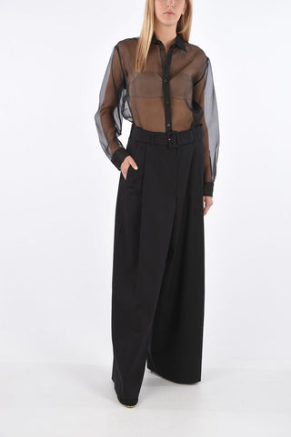 Single Pleated Palazzo Pants with Belt