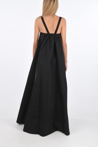 Sleeveless maxi flared Dress with Bow