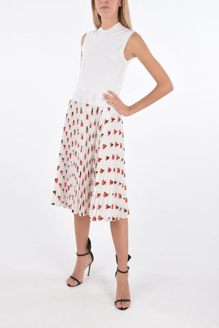 Pleated LIGHTNING BOLT HEART Dress with Knitted Upper Body