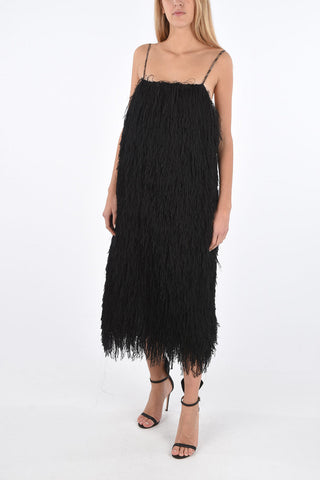 Silk Blend fuzzy spaghetti strap Jumper Dress