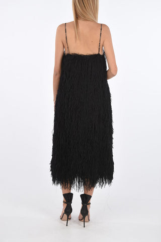 Silk Blend fuzzy spaghetti strap Jumper Dress