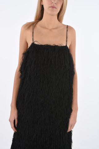 Silk Blend fuzzy spaghetti strap Jumper Dress