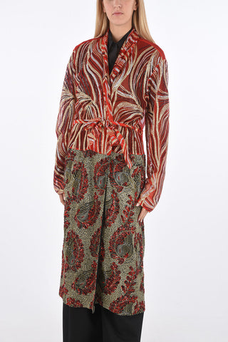 Soprabito con Cintura e Paillettes e Perline ALL-Over