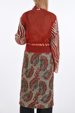 Soprabito con Cintura e Paillettes e Perline ALL-Over