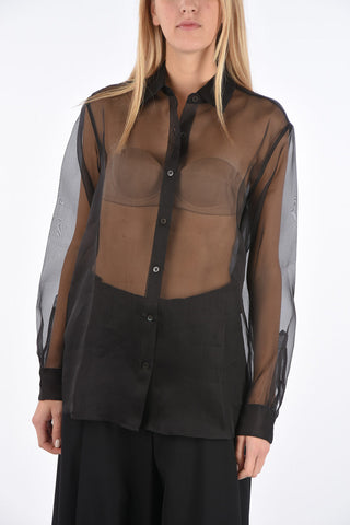 Silk Organza Shirt with Standard Collar