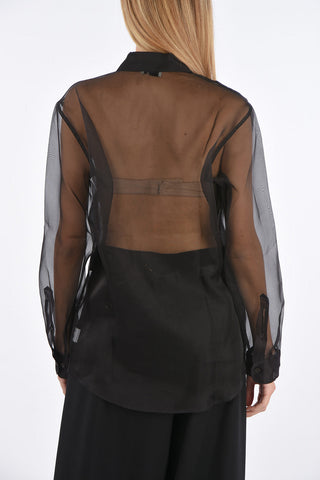 Silk Organza Shirt with Standard Collar