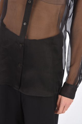 Silk Organza Shirt with Standard Collar