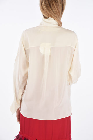 Silk Blouse with Decentralised Buttoning and Tape