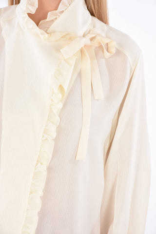 Silk Blouse with Decentralised Buttoning and Tape