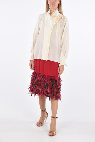 Silk Blouse with Decentralised Buttoning and Tape