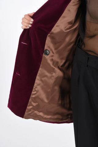 Gilet Lungo Doppiopetto in Velluto con Cintura