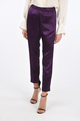 Satin Pants with Flush Pockets and Elastic Waistband