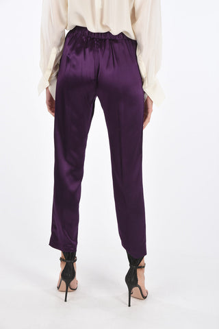 Satin Pants with Flush Pockets and Elastic Waistband