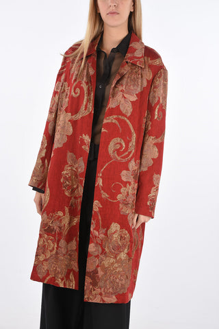 Unlined Lurex Floral Patterned Coat