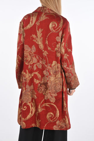 Unlined Lurex Floral Patterned Coat