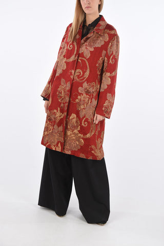 Unlined Lurex Floral Patterned Coat