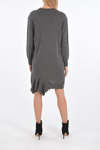 Virgin Wool Dress with Decorative Zips