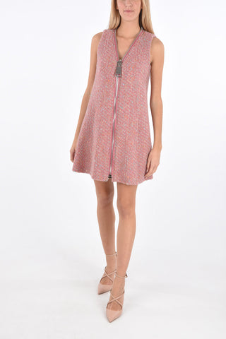 Abito Corto Senza Maniche con Maxi Zip