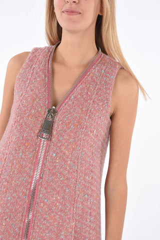 Abito Corto Senza Maniche con Maxi Zip