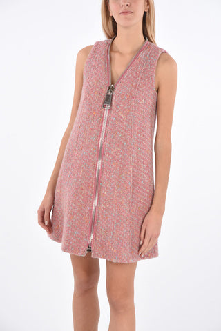 Abito Corto Senza Maniche con Maxi Zip