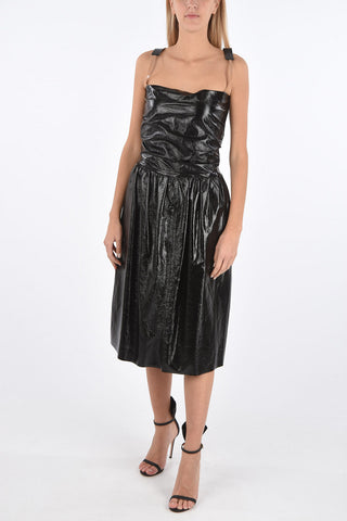 Leather maxi Dress with side pockets