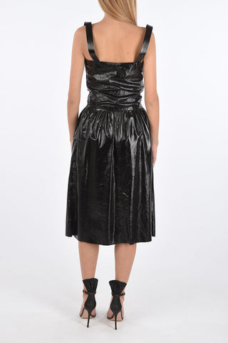 Leather maxi Dress with side pockets