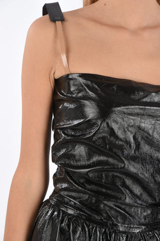 Leather maxi Dress with side pockets