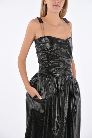 Leather maxi Dress with side pockets
