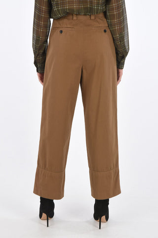 Cotton Pants with Belt Loops and Bottom Stitchings