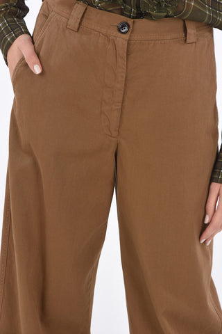 Cotton Pants with Belt Loops and Bottom Stitchings