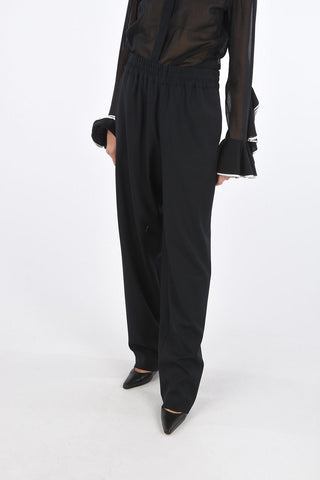 Wool Pants with Elastic Waistband and 2 Flush Pockets