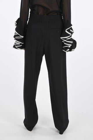 Wool Pants with Elastic Waistband and 2 Flush Pockets