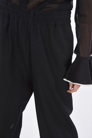 Wool Pants with Elastic Waistband and 2 Flush Pockets