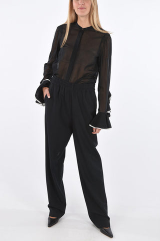 Wool Pants with Elastic Waistband and 2 Flush Pockets